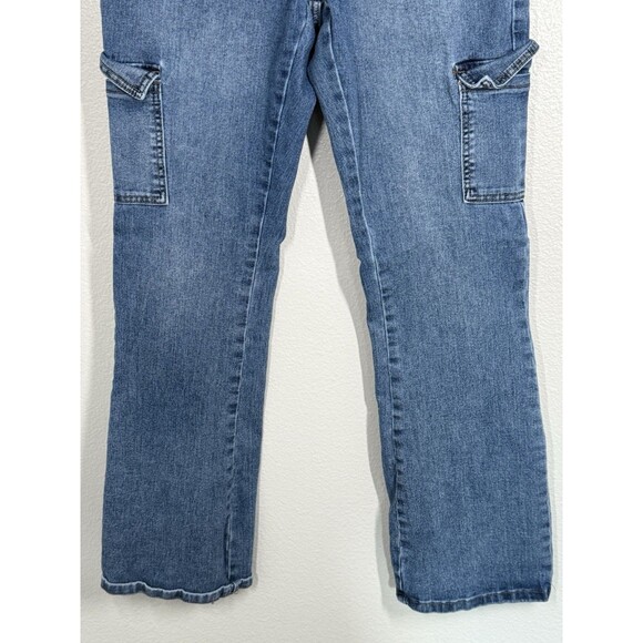 True Craft Cargo Bootcut Stretch Denim Jeans Womens Size 12 Mid Rise Gorpcore - Picture 3 of 11